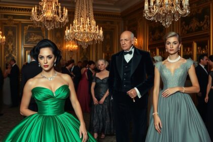 a lavish opulent ballroom scene in a late 19th century new york mansion at an elegant evening soci