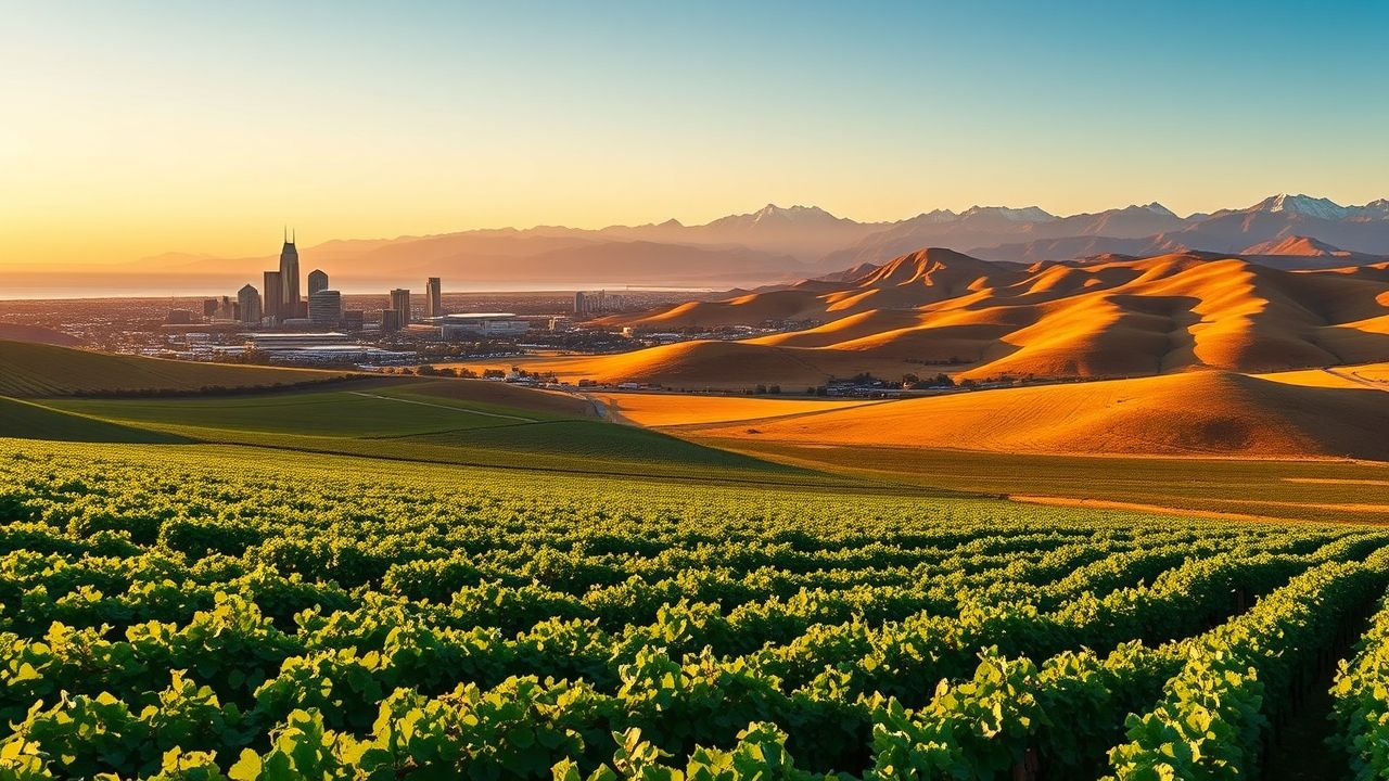 a wide angle highly detailed panoramic landscape photograph of california captured during the gold
