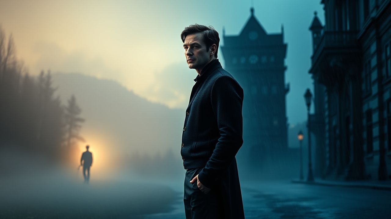 a wide cinematic landscape image illustrating the transformation and artistic evolution of an actor