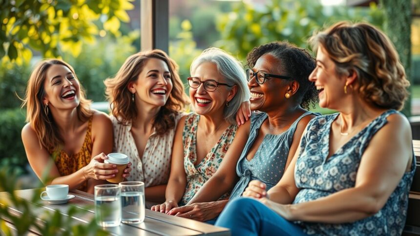 a wide high definition photorealistic image capturing a vibrant moment of genuine camaraderie amon