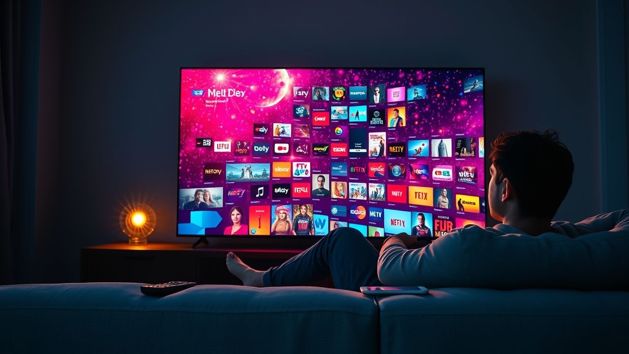 a wide high resolution cinematic shot captures a cozy modern living room at twilight a single in