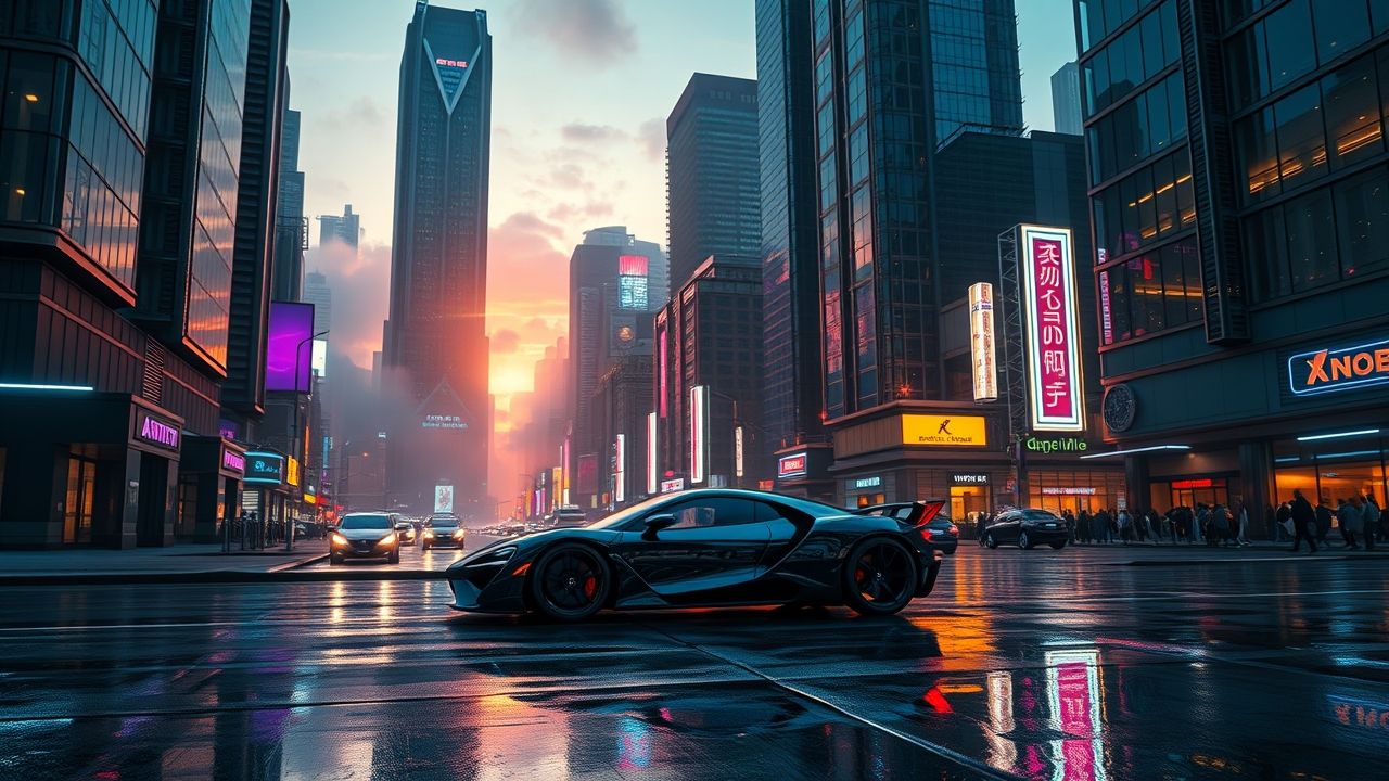 a wide landscape cinematic shot depicting a hyper realistic next generation video game environmen