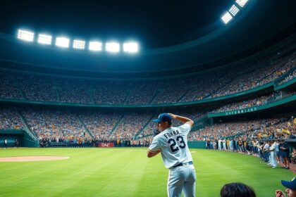 a wide landscape highly realistic and vibrant action shot of a professional baseball game taking p