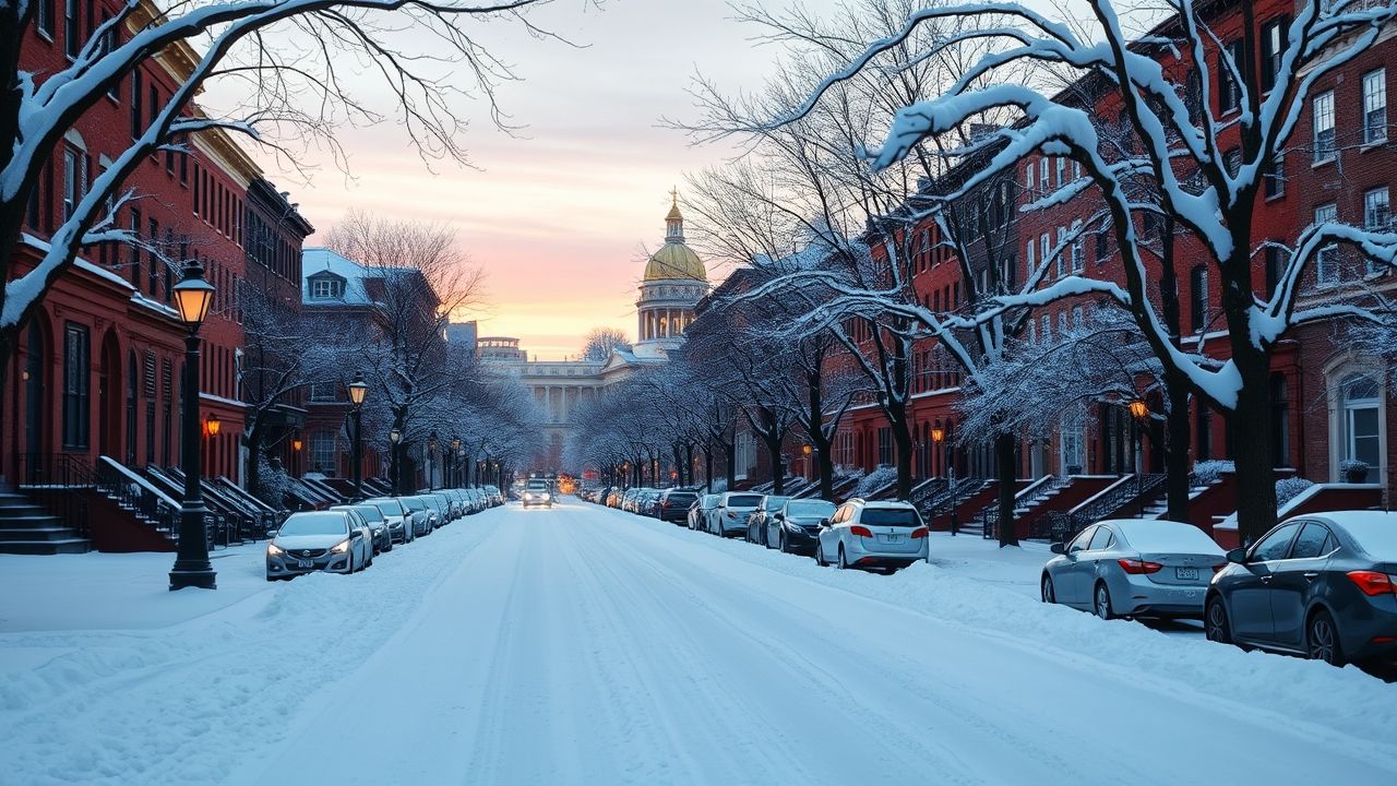 a wide landscape shot of a classic historic street in bostons beacon hill neighborhood completel