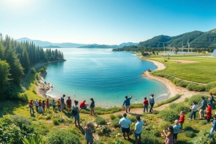 a wide panoramic landscape image portraying a vibrant and healthy earth the scene seamlessly integ
