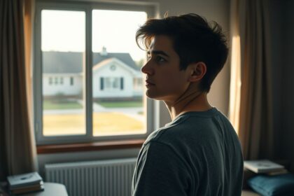 a wide realistic landscape shot capturing the quiet struggle of student loan debt a young adult l