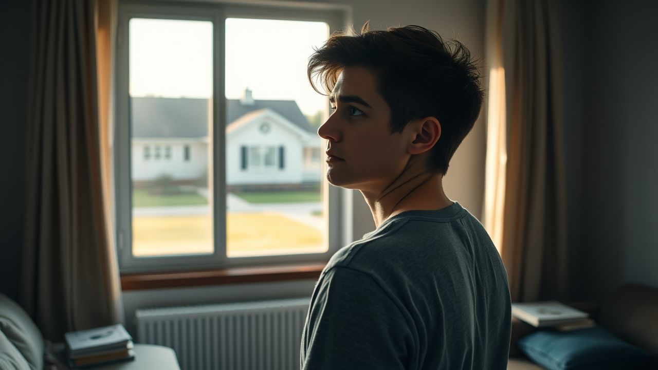 a wide realistic landscape shot capturing the quiet struggle of student loan debt a young adult l