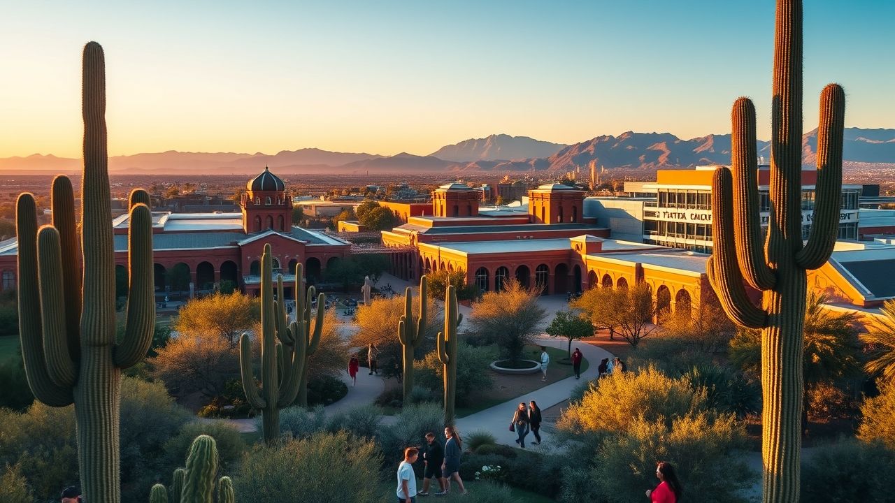 a wide sweeping landscape photograph capturing the vibrant essence of the university of arizona cam