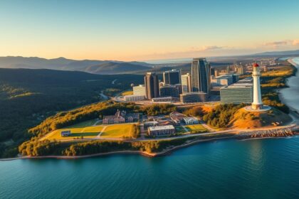 a breathtaking wide angle panoramic landscape illustrating the diverse facets of north carolina sea