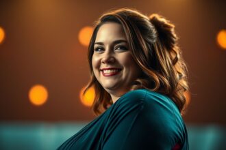 a captivating wide landscape portrait of chrissy metz radiating warmth authenticity and confid