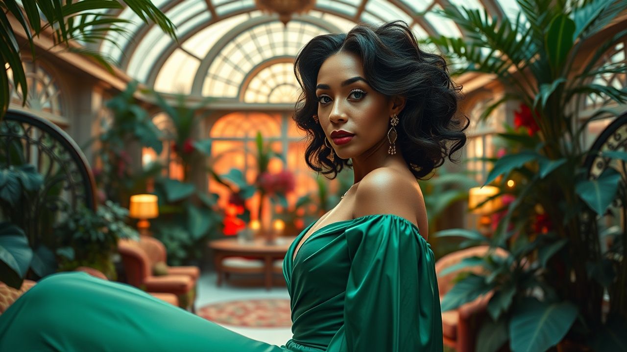 a wide cinematic portrait of kali uchis embodying her iconic blend of vintage glamour and modern a