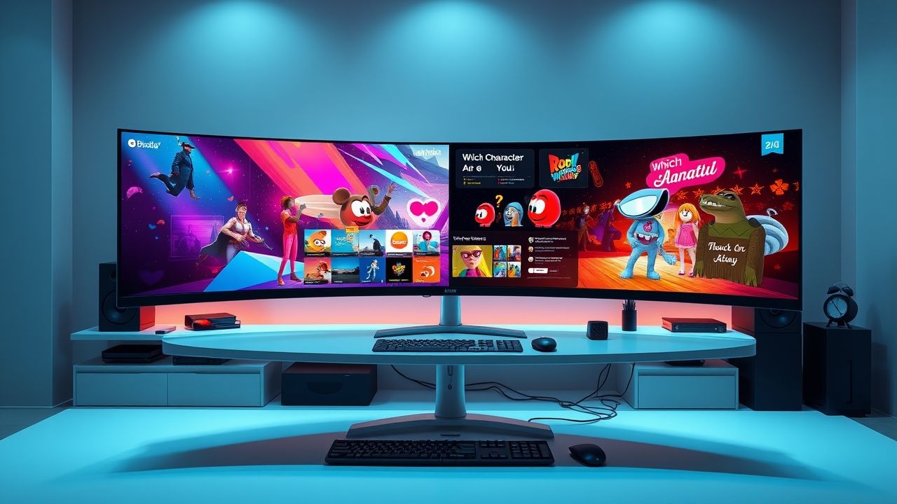 a wide high definition landscape image showcasing a sleek modern digital workstation the central