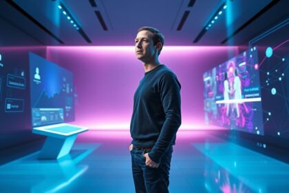 a wide landscape oriented highly detailed image of mark zuckerberg standing thoughtfully in a soph